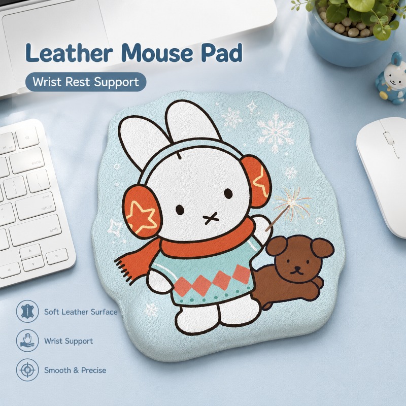 Laptop Editing Accessories - وسادة فأرة جلدية بتصميم أنيمي ميفي